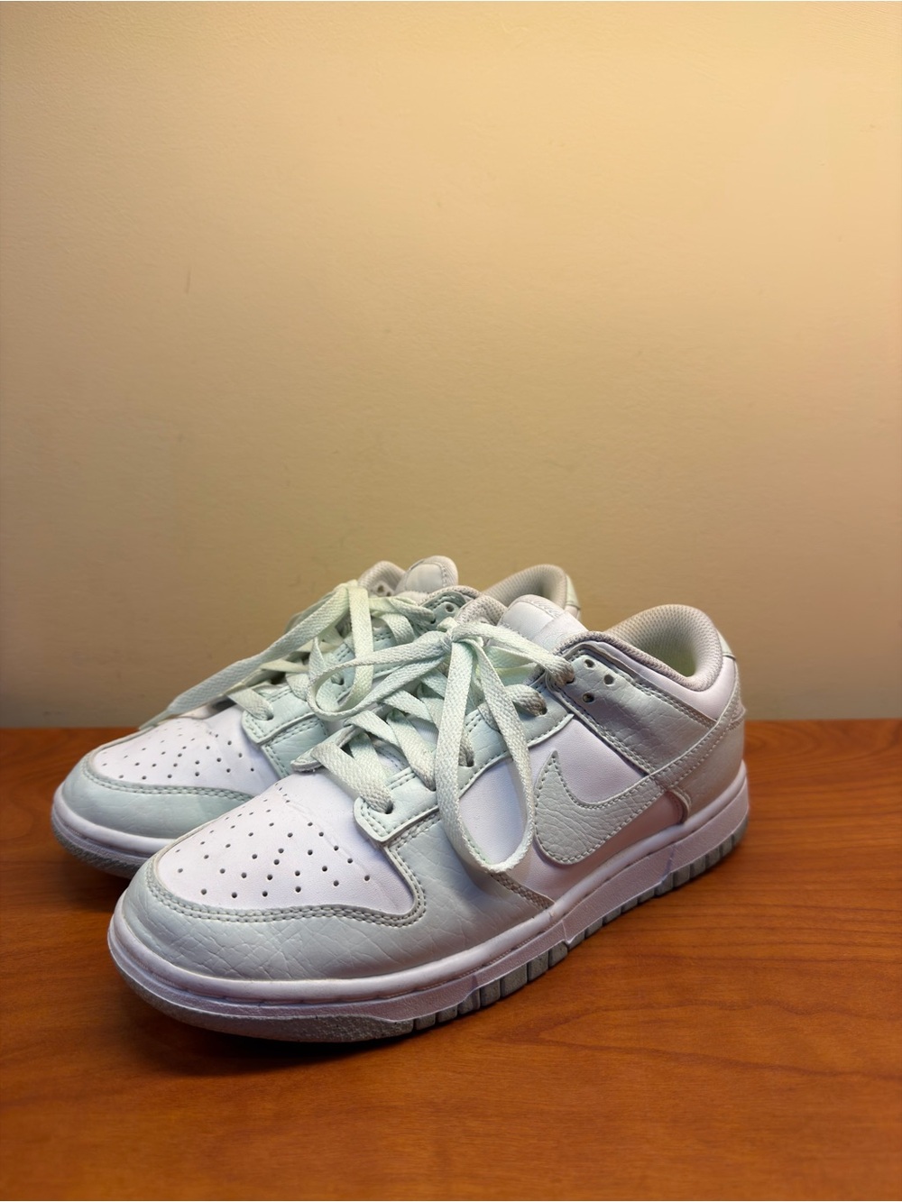 Women’s White and Light Gray Low-Top Sneakers